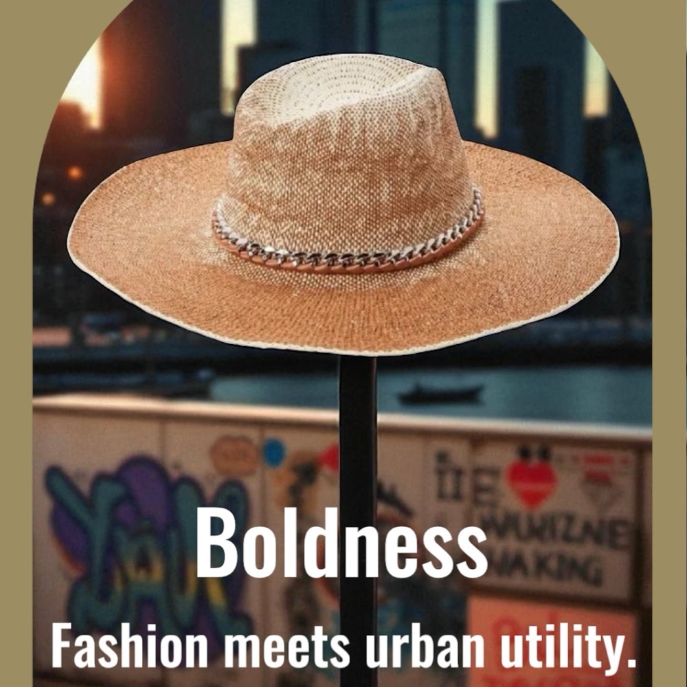 Madden NYC by Steve Madden Ombre Straw Hat with Chain Detail